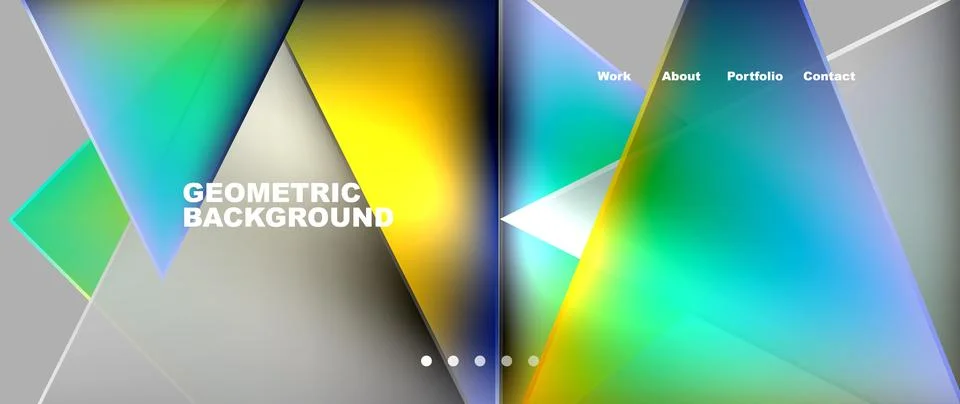 Colorful triangles create a geometric backdrop on a gray surface Stock Illustration
