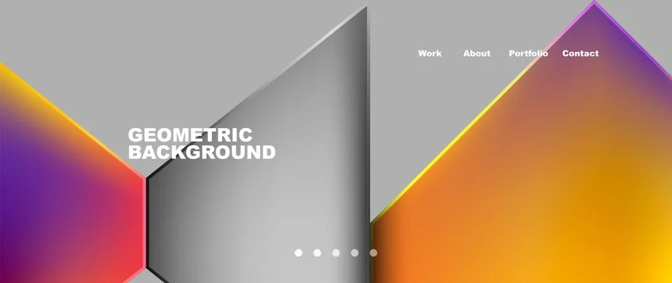 Colorful triangles create a geometric facade on the gray rectangle background Stock Illustration