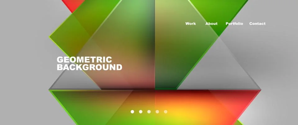 Colorful triangles create a geometric pattern on a light gray background Stock Illustration