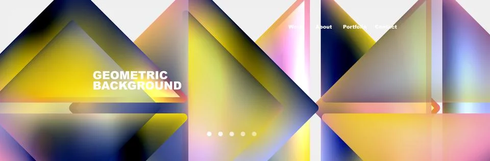 Colorful triangles creating a geometric pattern on a white background Stock Illustration