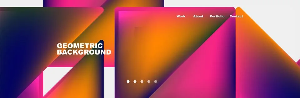 Colorful triangles creating geometric patterns on white background Stock Illustration