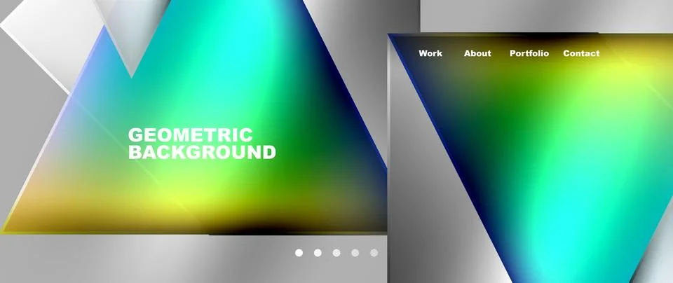 Colorful triangles on a gray background, creating a geometric design Stockillustratie