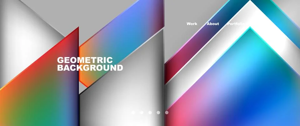 Colorful triangles pattern on gray backdrop, geometric art Stock Illustration