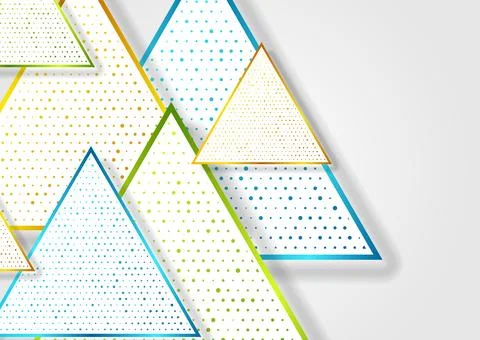 Colorful triangles with small dots abstract tech background Stock-Illustration