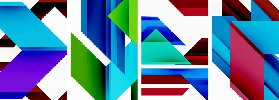 Colorful triangles stacked in a pattern on white background Stock Illustration