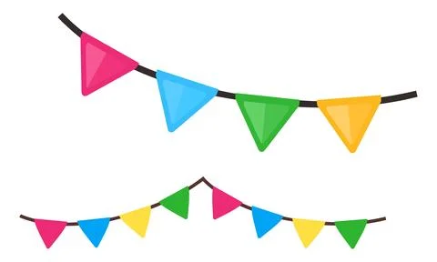 Colorful Triangular Bunting Flags Hanging On String For Party And Festive C.. Stock-Illustration