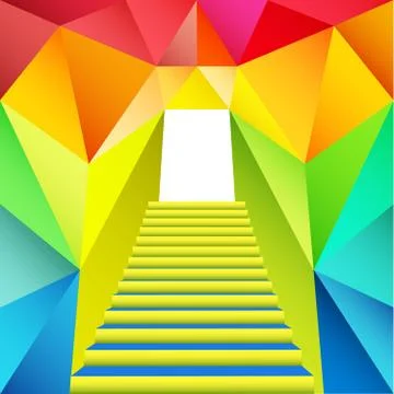 Colorful triangular design with staircase gate Ilustración de archivo