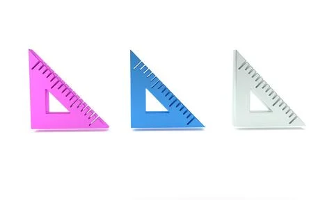 Colorful Triangular ruler icon isolated on white background. Straightedge s.. 스톡 일러스트