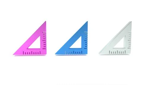 Colorful Triangular ruler icon isolated on white background. Straightedge s.. Illustrazione stock