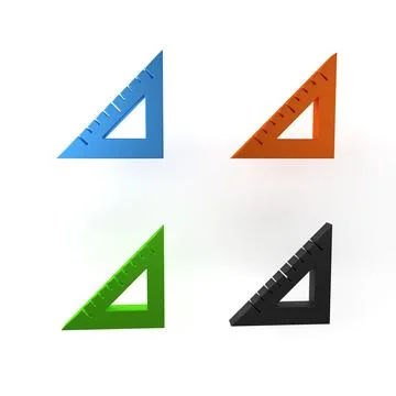 Colorful Triangular ruler icon isolated on white background. Straightedge s.. Stock Illustration