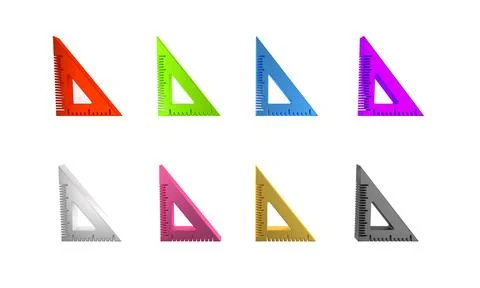 Colorful Triangular ruler icon isolated on white background. Straightedge s.. Illustrazione stock