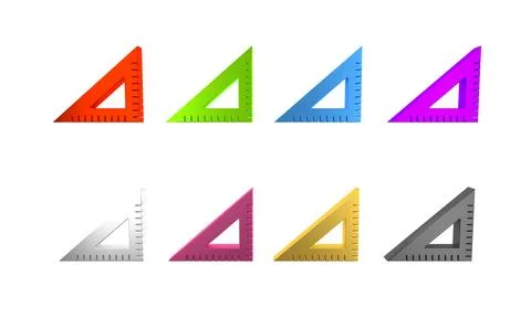 Colorful Triangular ruler icon isolated on white background. Straightedge s.. 스톡 일러스트