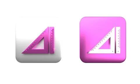 Colorful Triangular ruler icon isolated on white background. Straightedge s.. Illustrazione stock