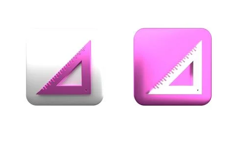 Colorful Triangular ruler icon isolated on white background. Straightedge s.. Stock Illustration