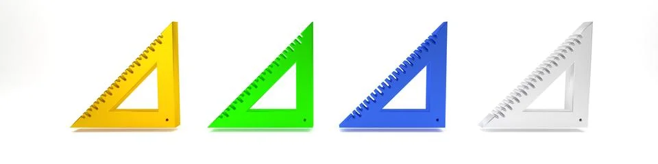 Colorful Triangular ruler icon isolated on white background. Straightedge s.. 스톡 사진