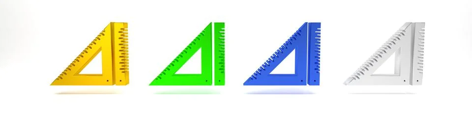 Colorful Triangular ruler icon isolated on white background. Straightedge s.. Stockfoto's