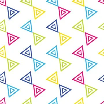 Colorful Triangular seamless repeat pattern on white background Stock Illustration