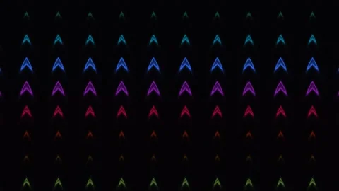 Colorful triangular shapes form patterns on a dark Stock Footage 338288910