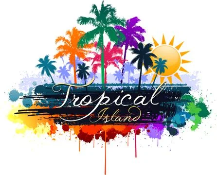 Colorful tropical background Stock Illustration