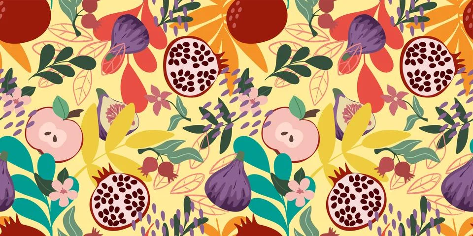 Colorful tropical fruit seamless pattern イラスト素材