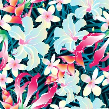 Colorful tropical seamless pattern Stock Illustration