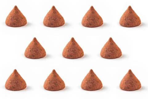 Colorful truffle candy pattern on white background Photos