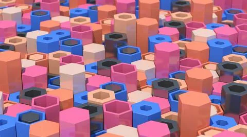 Colorful tubes pattern. Abstract illustration, 3d render, close-up. Stock Illustration