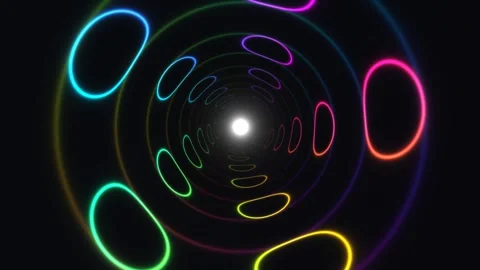 Colorful tunnel design with light effects and circular Stock Footage 338017655