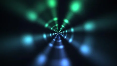Colorful tunnel effect with lights moving in a spiral Stock Footage 340155580
