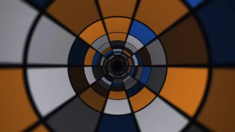 Colorful tunnel effect in motion with geometric shapes and Stock Footage 340283736