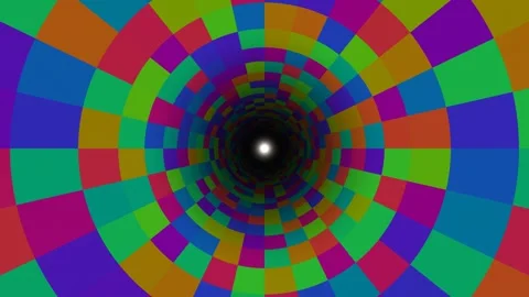 Colorful tunnel with geometric patterns and a dark center Stock Footage 338020918