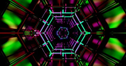 Colorful tunnel loop showcasing vibrant neon lights in a seamless Stock Footage 318174588