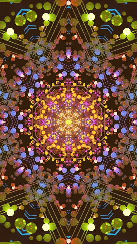 Colorful tunnel loop with vibrant patterns and seamless animation for relax.. Stock Footage 317058600