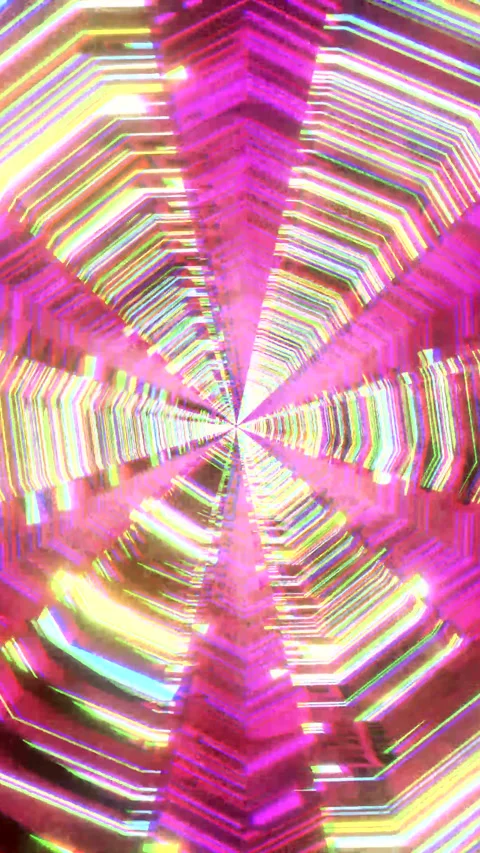 Colorful tunnel video loop with bright lights and motion textures for scree.. Stock Footage 322769221