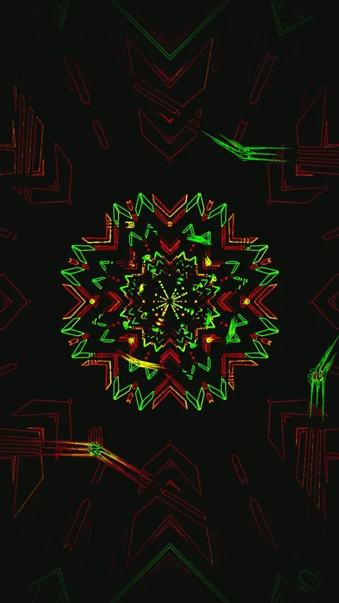 Colorful tunnel video loop displaying vibrant geometric patterns in a seaml.. Stock Footage 321569121