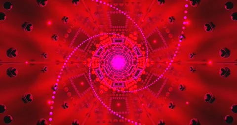 Colorful tunnel video loop with vibrant lights and patterns for screensaver.. Stock Footage 317840242