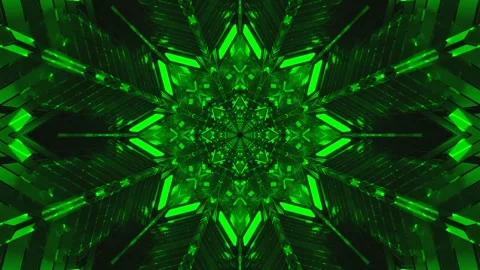 Colorful tunnel video loop with vibrant green patterns and seamless motion Stock Footage 318933725