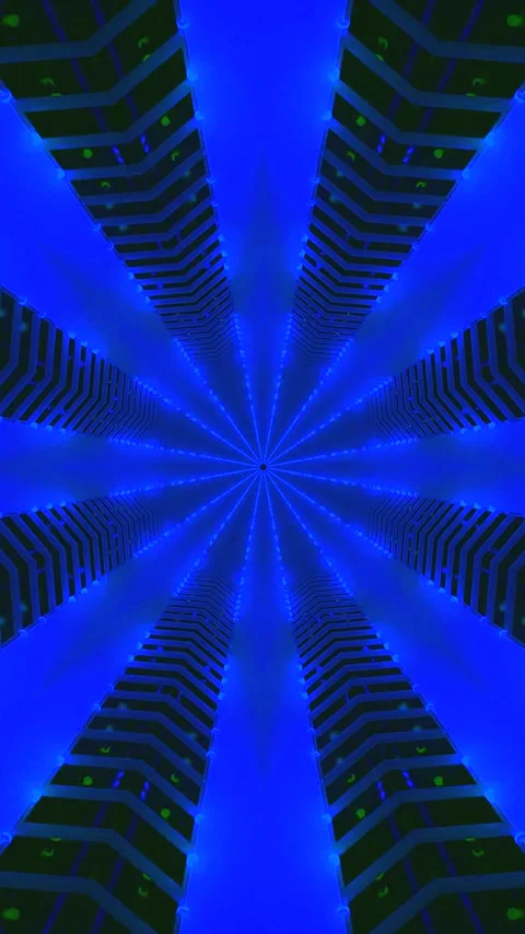 Colorful tunnel video loop with vibrant blue and black patterns creating an.. 库存影片 321568191