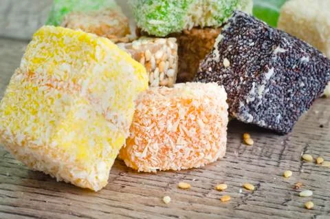 Colorful turkish delight Stock Photos