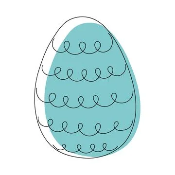 Colorful turquoise Easter egg with a pattern. Continuous one line drawing. .. Stock Illustration