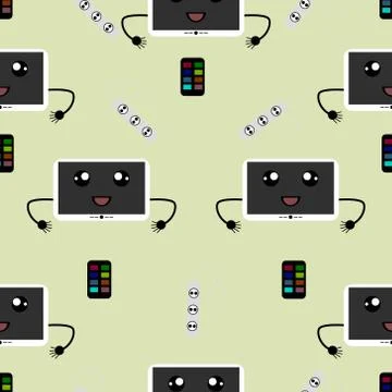 Colorful TV and remote controller seamless vector Pattern Stock-Illustration