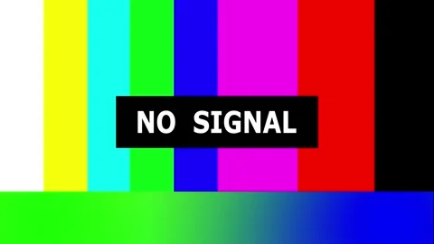 Colorful TV test pattern with NO SIGNAL message animated on a tv background. Vídeos de archivo 266104211