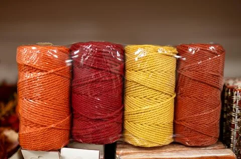 Colorful twine spools. Stock Photos