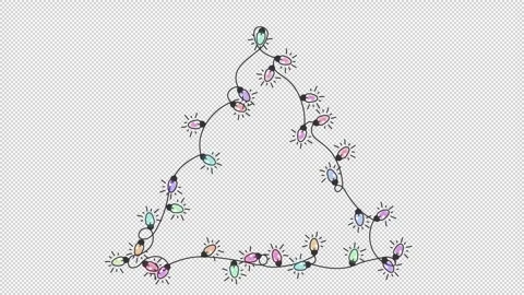 Colorful Twinkling String Lights Triangle Border Loop Transparent Stock Footage 317878730