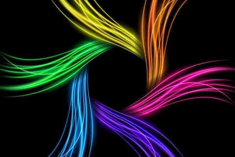Colorful Twirl Light Circle Effect on Dark Background, Vector Illustration イラスト素材