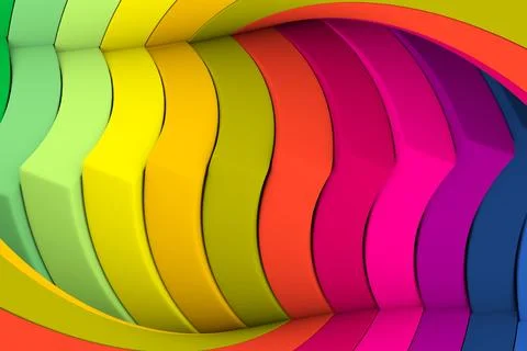 Colorful twisted boxes abstract background 3D illustration Stock Illustration