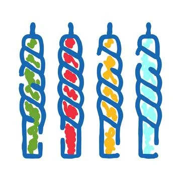 Colorful twisted spiral patterns doodle art elements Stock Illustration