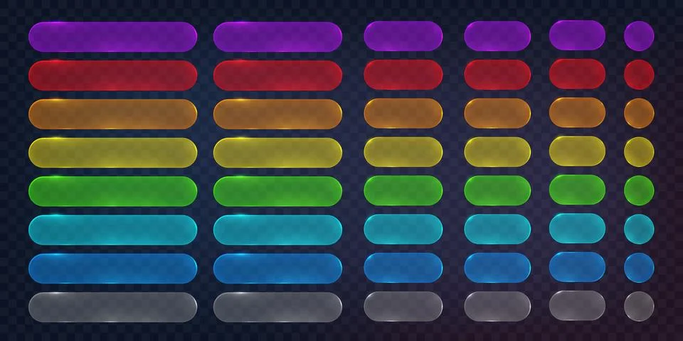 Colorful UI Button Set on Transparent Background 스톡 일러스트