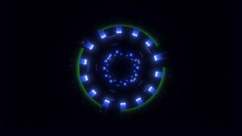 Colorful UI HUD circle elements 3D technological Tunnel Hi speed internet Stock Illustration