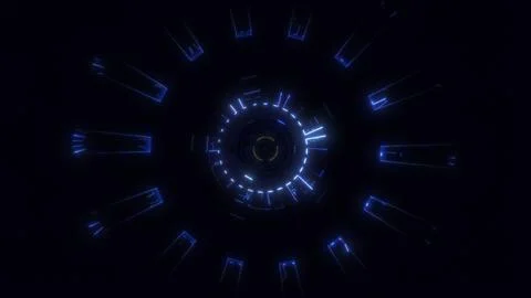 Colorful UI HUD circle elements 3D technological Tunnel Hi speed internet Stock Illustration